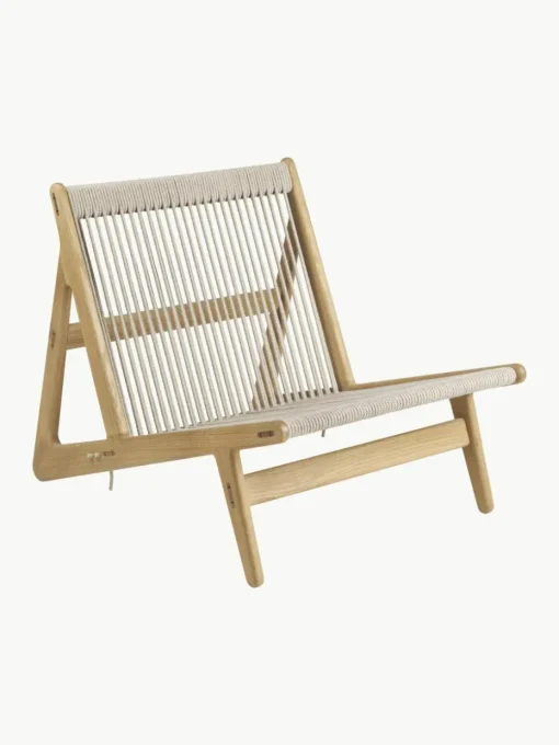 Handgemaakte loungefauteuil MR01 Initial van eikenhout met stoelkussen