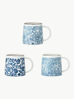 Handgemaakte mokken Molly met bloemmotief, set van 3