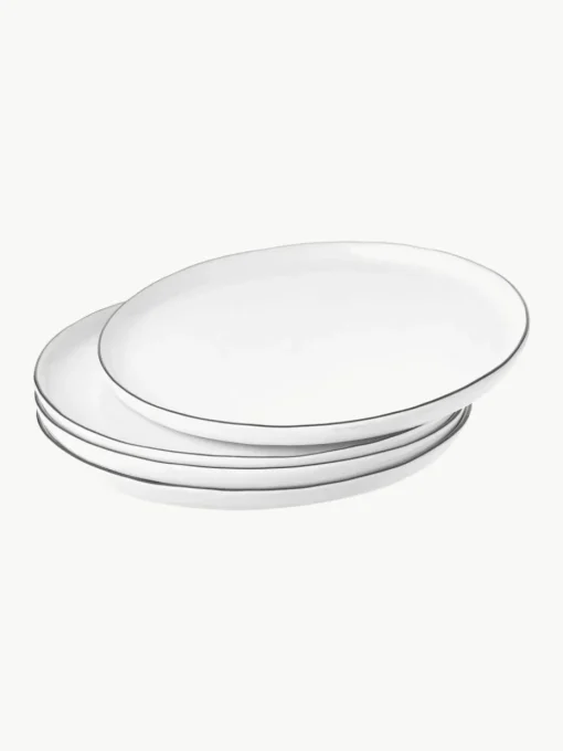 Handgemaakte ontbijtborden Salt van porselein, 4 stuks