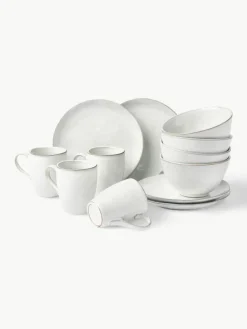 Handgemaakte ontbijtset Nordic Sand, 4 personen (12-delig)