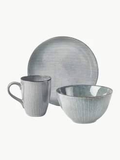 Handgemaakte ontbijtset Nordic Sea, 4 personen (12-delig)