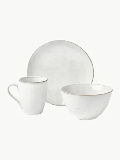 Handgemaakte ontbijtset Nordic Sand, 4 personen (12-delig)