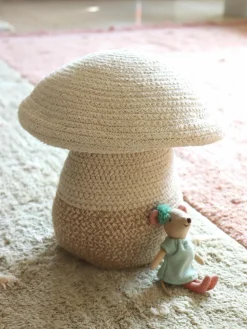 Handgemaakte opbergmand Mushroom met deksel, H 27 cm