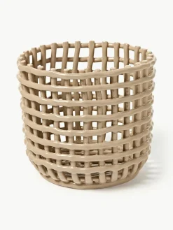 Handgemaakte opbergmand Nalan van keramiek, H 21 cm