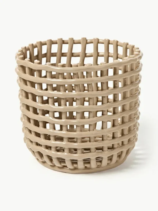 Handgemaakte opbergmand Nalan van keramiek, H 21 cm