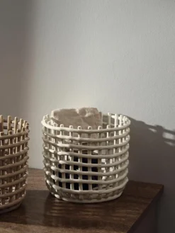 Handgemaakte opbergmand Nalan van keramiek, H 21 cm