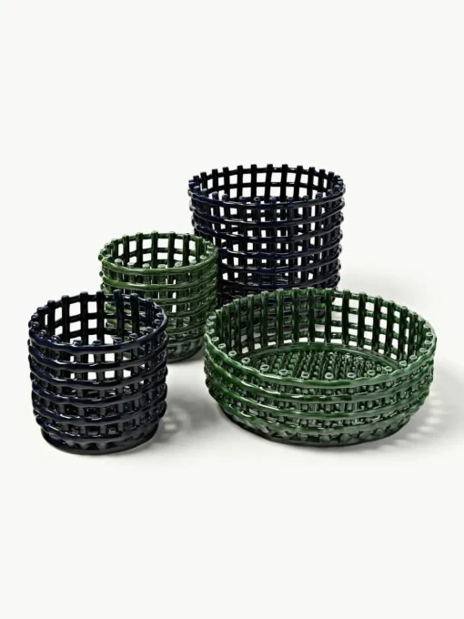 Handgemaakte opbergmand Nalan van keramiek, H 15 cm