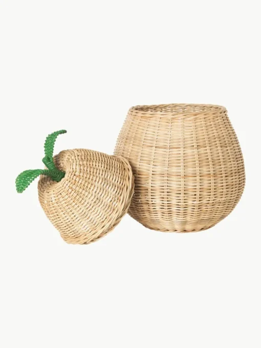 Handgemaakte opbergmand Pear van rotan