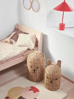 Handgemaakte opbergmanden Bear & Rabbit met deksel, set van 2