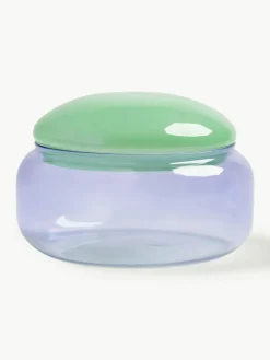 Handgemaakte opbergpot Puffy van borosilicaatglas