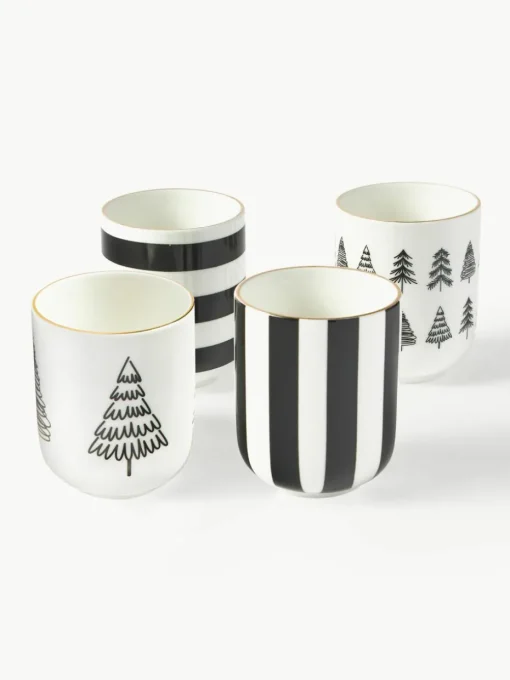 Handgemaakte porseleinen koffiemokken Lumi, set van 4
