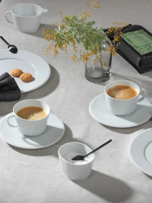 Handgemaakte porseleinen espressokopjes Vitruv met schoteltjes, 2 stuks