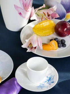 Handgemaakte porseleinen espressokopjes Cosmopolitan met schoteltjes, 2 stuks