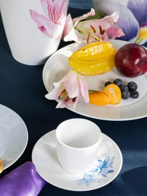 Handgemaakte porseleinen espressokopjes Cosmopolitan met schoteltjes, 2 stuks
