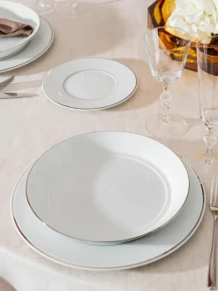 Handgemaakte porseleinen espressokopjes Vitruv met schoteltjes en handbeschilderde platina rand, 2 stuks