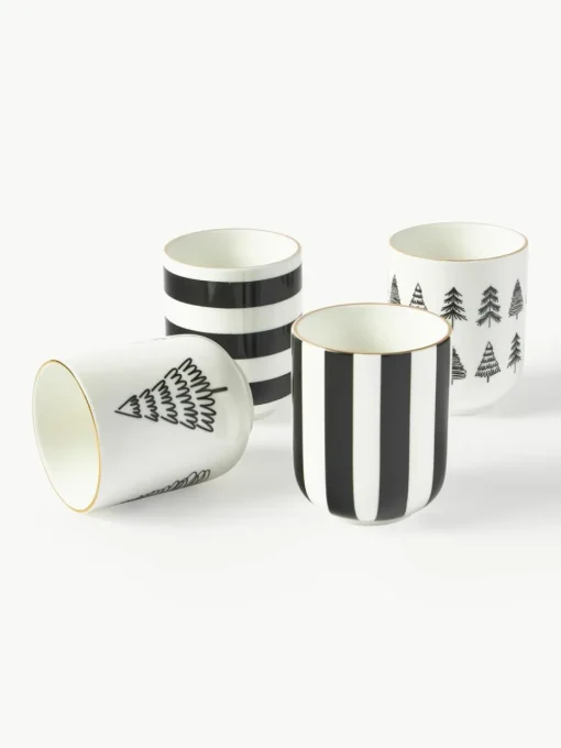 Handgemaakte porseleinen koffiemokken Lumi, set van 4