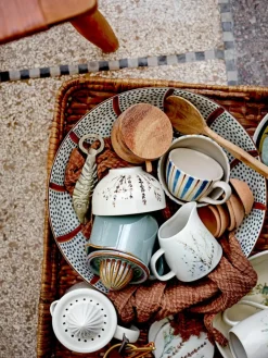 Handgemaakte schalen Bea met grasmotief, 2 stuks