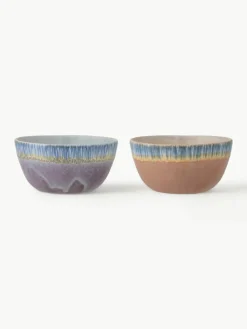 Handgemaakte schalen Cloe met reactief glazuur, set van 2