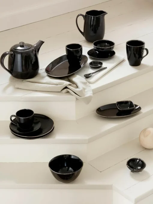 Handgemaakte schalen Nordic Coal, 4 stuks