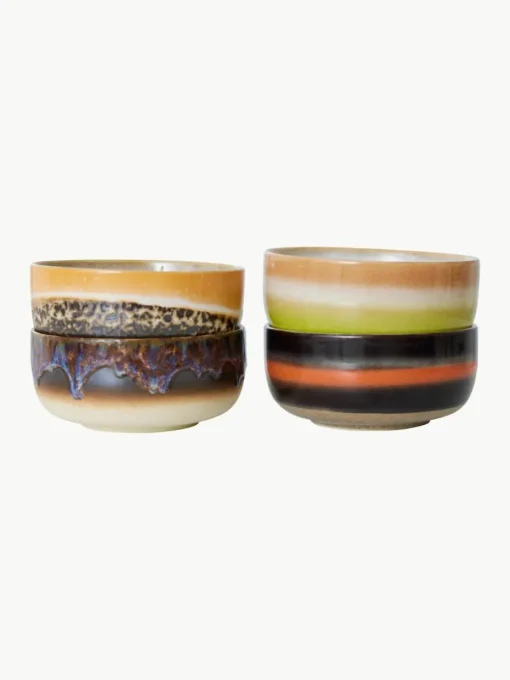 Handgemaakte schalen 70's van keramiek, 4-delig