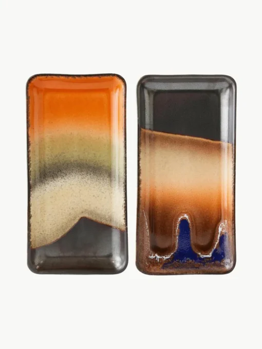 Handgemaakte serveerplateaus 70's, set van 2