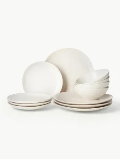 Handgemaakte serviesset Nordic Vanilla, 4 personen (12-delig)