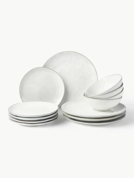 Handgemaakte serviesset Nordic Sand, 4 personen (12-delig)