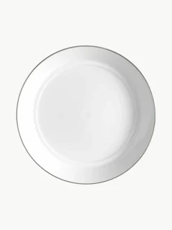 Handgemaakte soepborden Vitruv van porselein en met handbeschilderde platina rand, 2 stuks