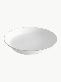 Handgemaakte soepborden Vitruv van porselein en met handbeschilderde platina rand, 2 stuks