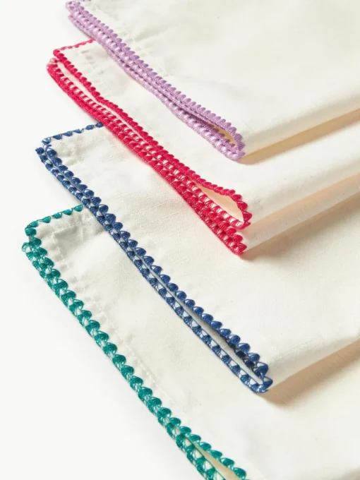 Handgemaakte stoffen servetten Zigzag, set van 4