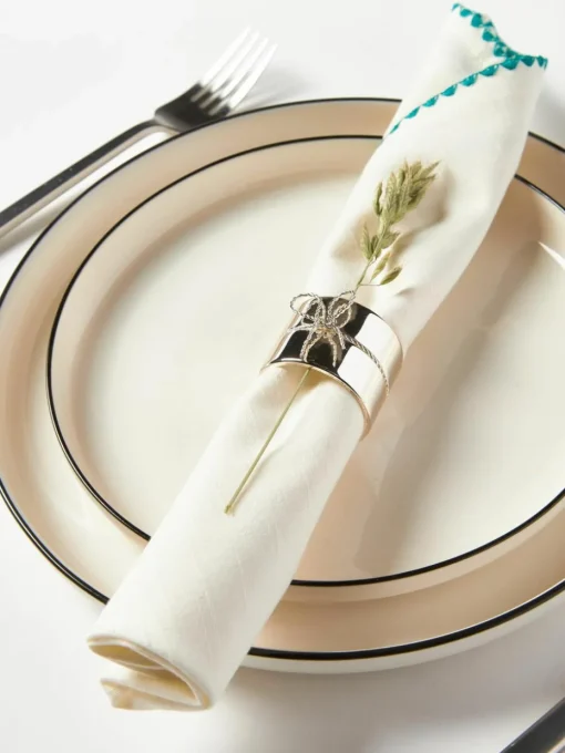 Handgemaakte stoffen servetten Zigzag, set van 4