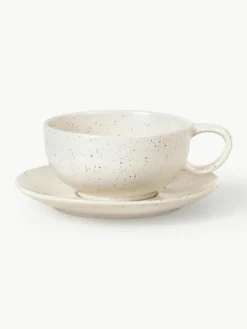 Handgemaakte theekopje Nordic Vanilla met schoteltje