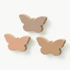 Handgemaakte wandhaken Vlinder van beukenhout, set van 3