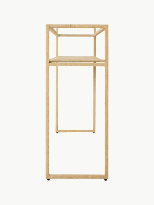 Handgemaakte wandtafel Raffia met glazen tafelblad