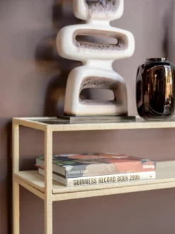 Handgemaakte wandtafel Raffia met glazen tafelblad
