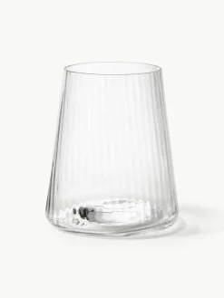 Handgemaakte waterglazen Cami met groefstructuur, 4 stuks
