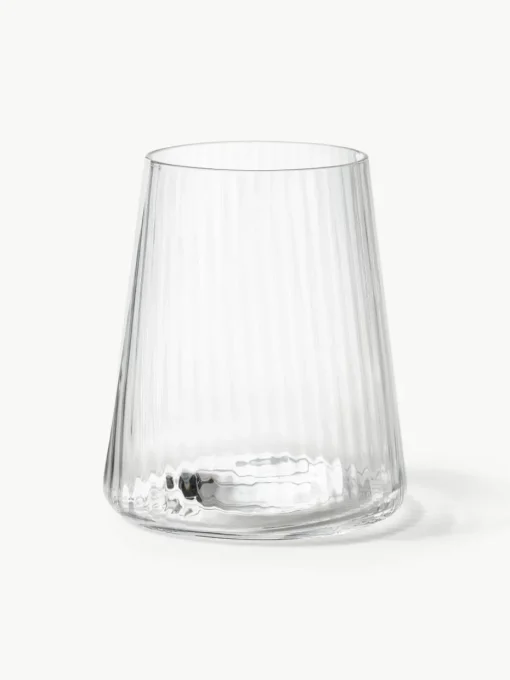 Handgemaakte waterglazen Cami met groefstructuur, 4 stuks