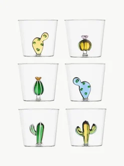 Handgemaakte waterglazen Desert Plants, 6-delig