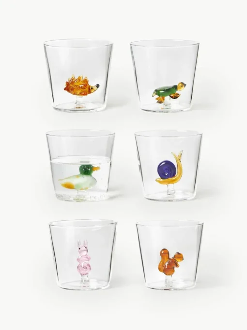 Handgemaakte waterglazen Animal Farm, 6-delig