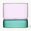 Handgemaakte waterglazen bamboe Groove, 2 stuks