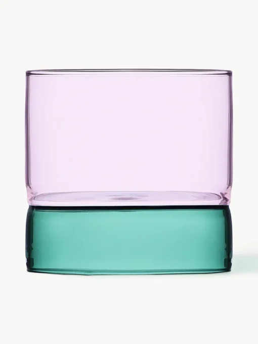 Handgemaakte waterglazen bamboe Groove, 2 stuks