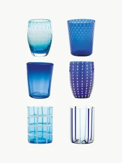 Handgemaakte waterglazen Melting, 6-delig
