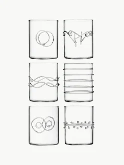 Handgemaakte waterglazen Deco' Clear, set van 6