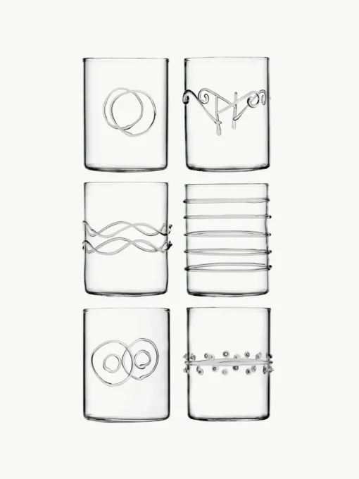Handgemaakte waterglazen Deco' Clear, set van 6