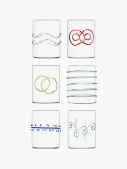 Handgemaakte waterglazen Deco' Arlecchino, set van 6