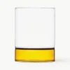 Handgemaakte waterglazen bamboe Groove, 2 stuks