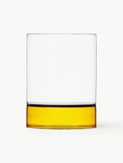 Handgemaakte waterglazen bamboe Groove, 2 stuks