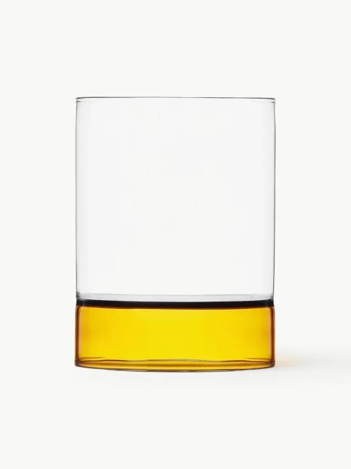 Handgemaakte waterglazen bamboe Groove, 2 stuks
