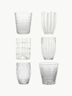 Handgemaakte waterglazen Melting, 6-delig