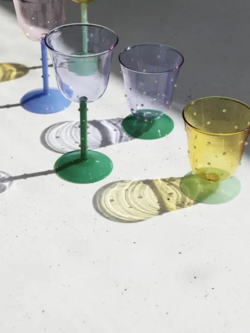 Handgemaakte waterglazen Dot van borosilicaatglas, 2 stuks